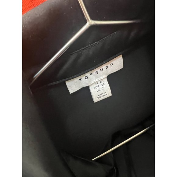 Topshop Shirt Womens 2 Black Long Sleeve Co-ord Satin Raw Edges Button Front - Picture 6 of 6